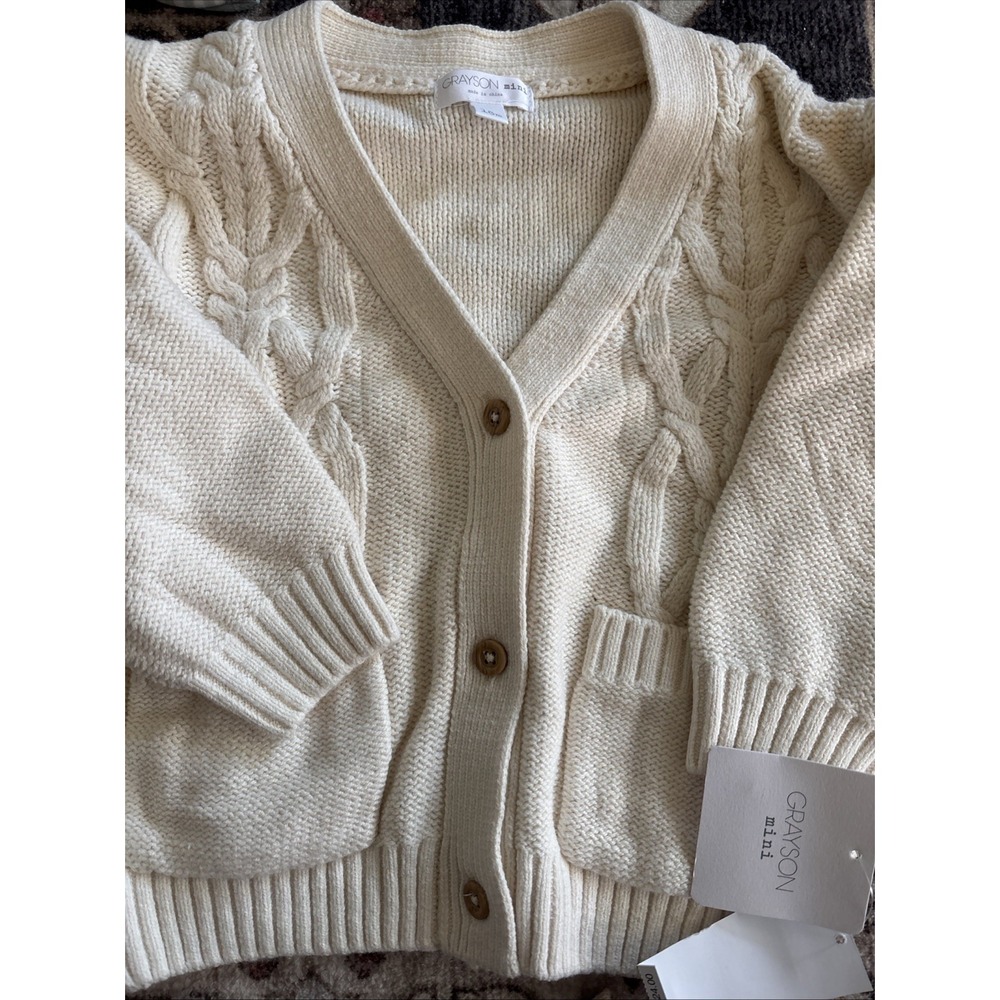 Grayson Collective Baby Size 18 Months Cardigan & Pants Set Cream/Brown - Picture 2 of 5